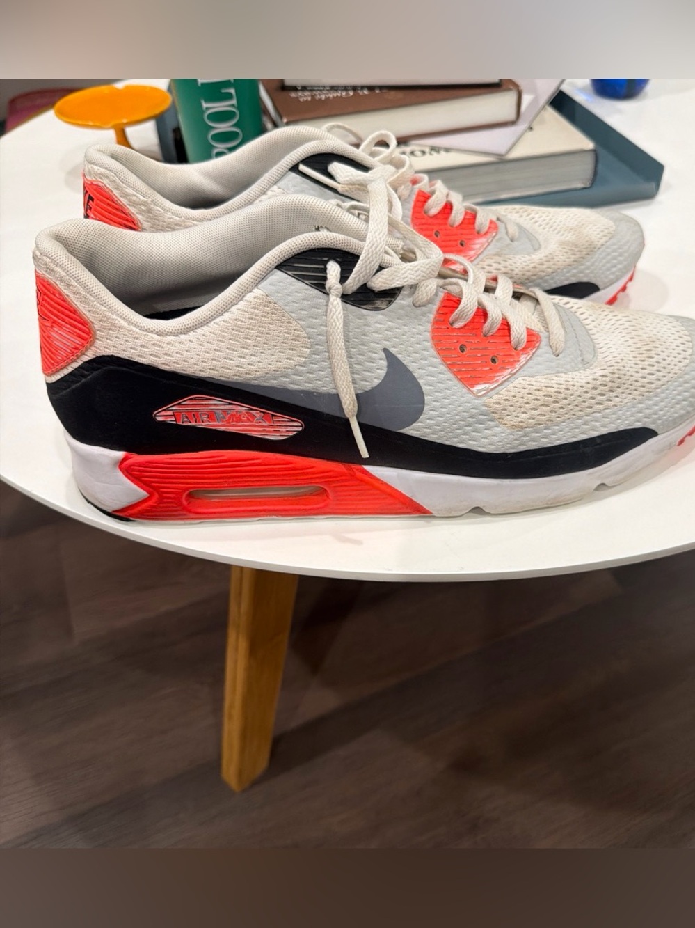 Nike White Grey and Coral Air Max Sneakers